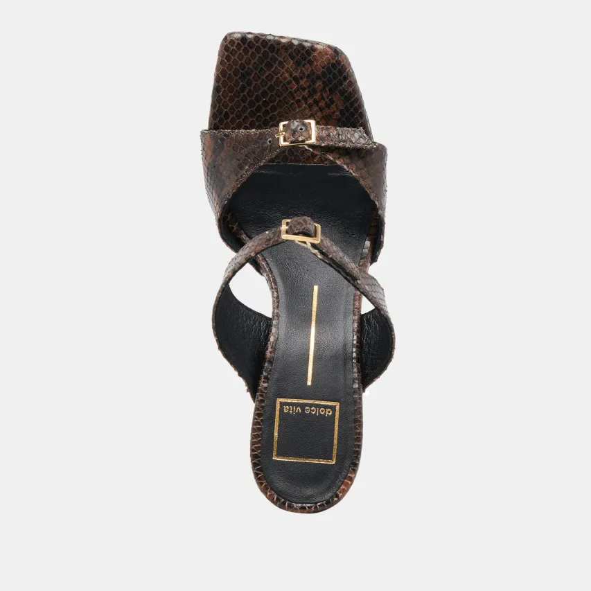 SHANE HEELS DK BROWN SNAKE EMBOSSED^Dolce Vita Sale