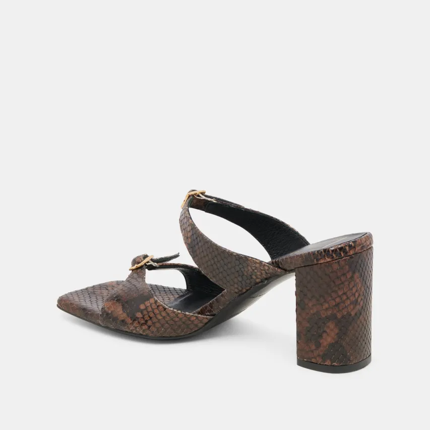 SHANE HEELS DK BROWN SNAKE EMBOSSED^Dolce Vita Sale