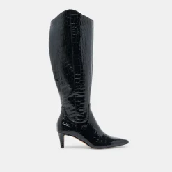 SHILAH WIDE CALF BOOTS NOIR EMBOSSED LEATHER^Dolce Vita Outlet