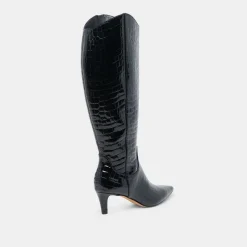 SHILAH WIDE CALF BOOTS NOIR EMBOSSED LEATHER^Dolce Vita Outlet