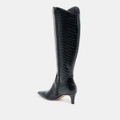 SHILAH WIDE CALF BOOTS NOIR EMBOSSED LEATHER^Dolce Vita Outlet