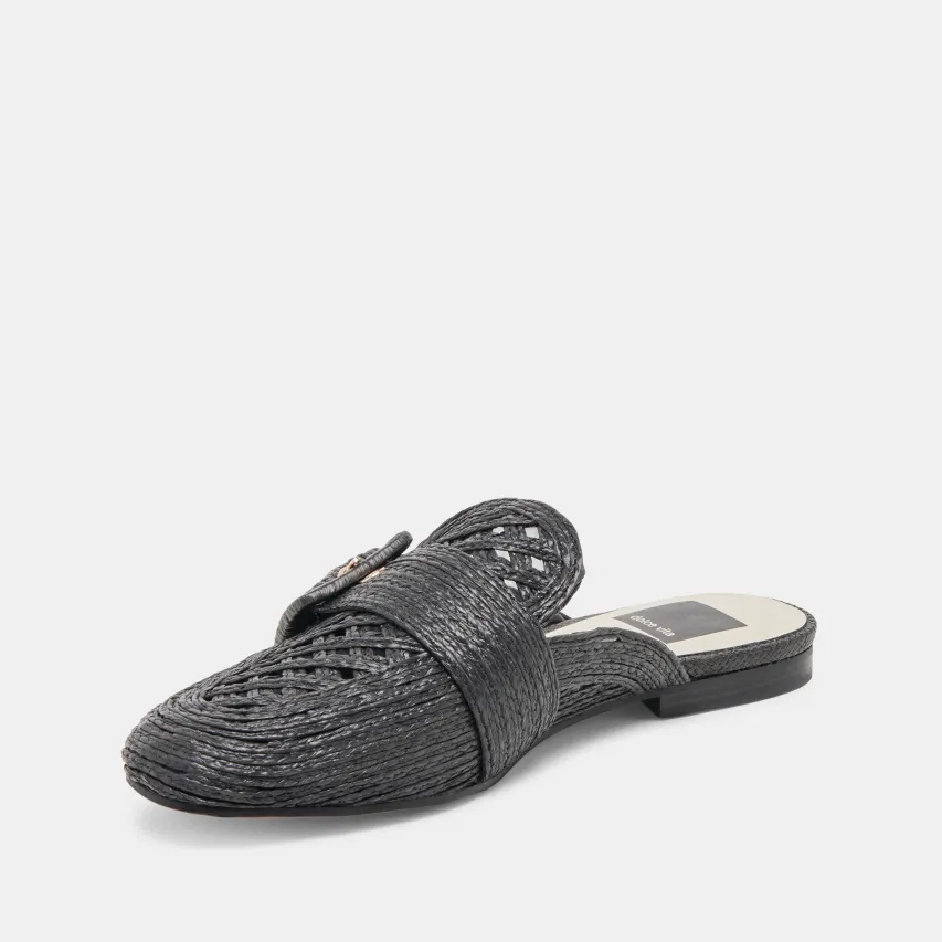 SIANNA FLATS BLACK RAFFIA^Dolce Vita New