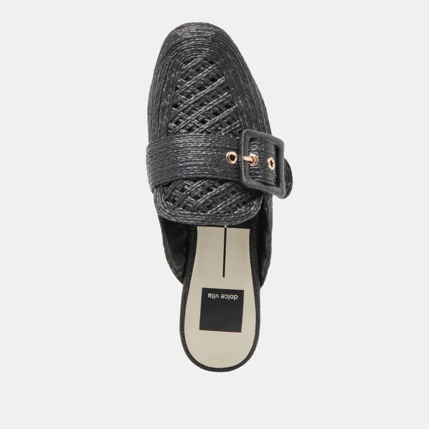SIANNA FLATS BLACK RAFFIA^Dolce Vita New