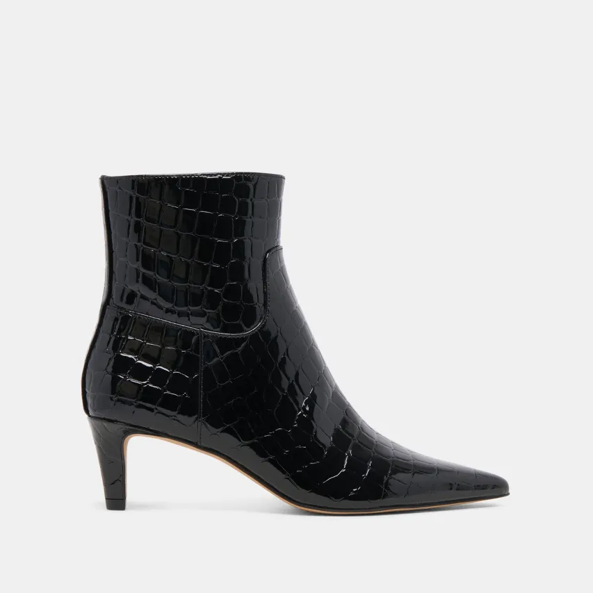 SONDRA BOOTIES NOIR EMBOSSED LEATHER^Dolce Vita Clearance