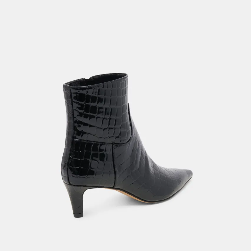 SONDRA BOOTIES NOIR EMBOSSED LEATHER^Dolce Vita Clearance