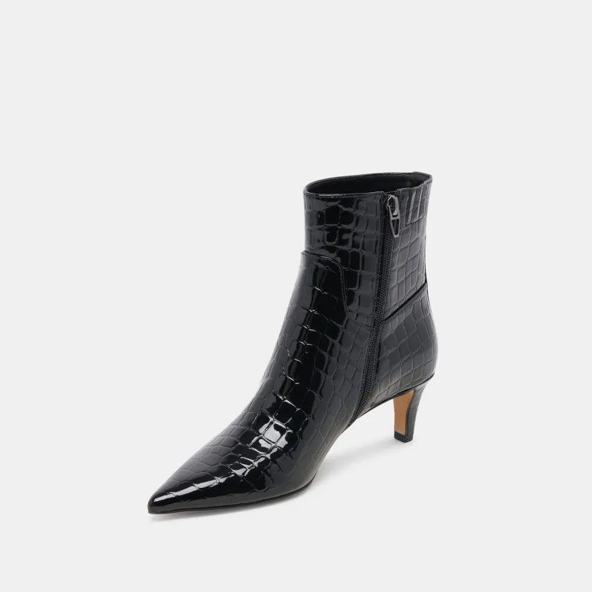 SONDRA BOOTIES NOIR EMBOSSED LEATHER^Dolce Vita Clearance