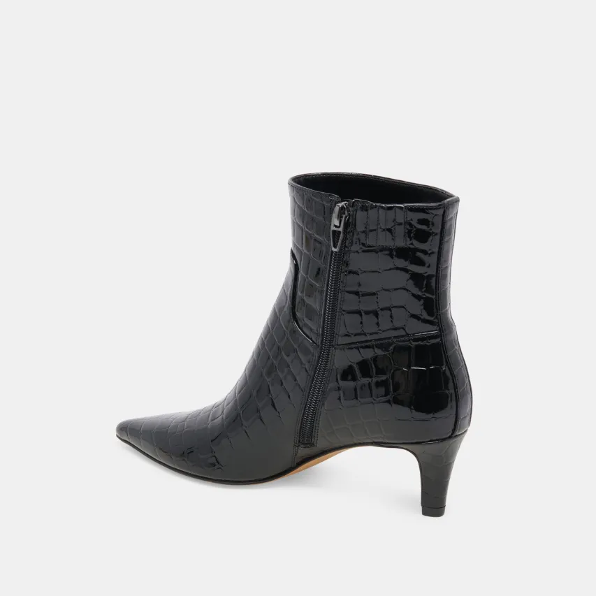 SONDRA BOOTIES NOIR EMBOSSED LEATHER^Dolce Vita Clearance