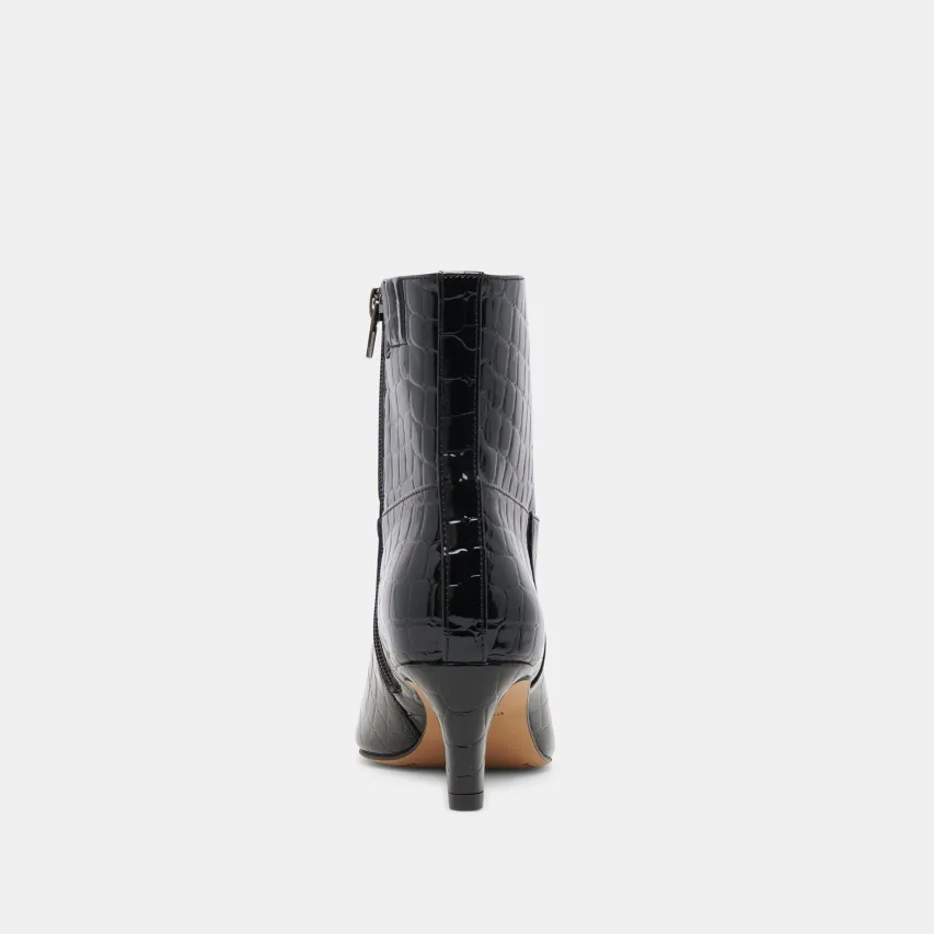 SONDRA BOOTIES NOIR EMBOSSED LEATHER^Dolce Vita Clearance