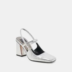 SOYER HEELS SILVER DISTRESSED LEATHER^Dolce Vita Clearance