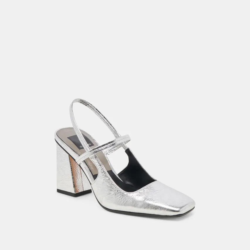 SOYER HEELS SILVER DISTRESSED LEATHER^Dolce Vita Clearance
