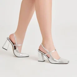 SOYER HEELS SILVER DISTRESSED LEATHER^Dolce Vita Clearance