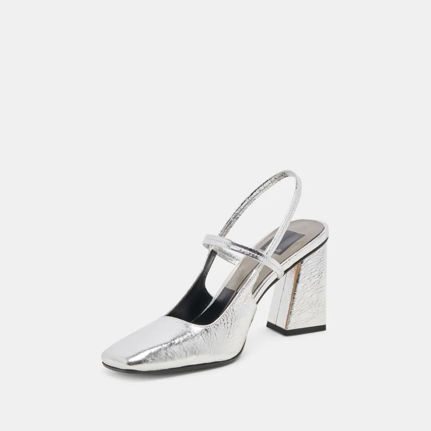 SOYER HEELS SILVER DISTRESSED LEATHER^Dolce Vita Clearance