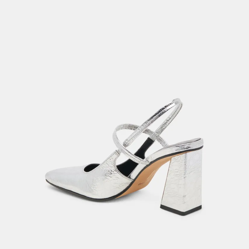 SOYER HEELS SILVER DISTRESSED LEATHER^Dolce Vita Clearance