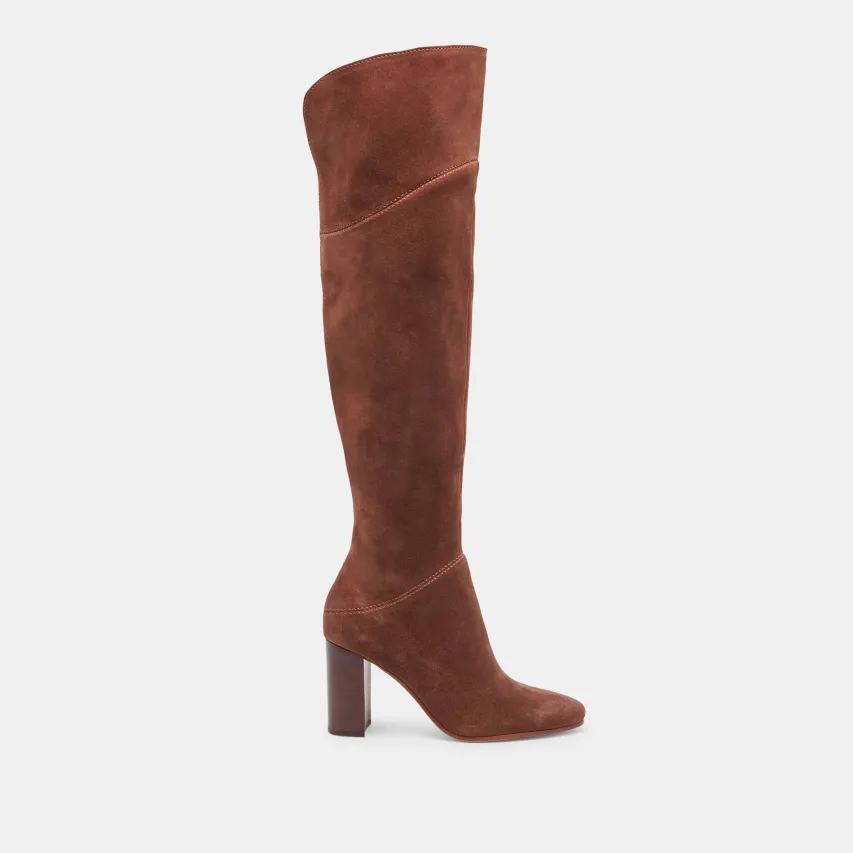 SURY WIDE CALF BOOTS DARK SADDLE SUEDE^Dolce Vita Best