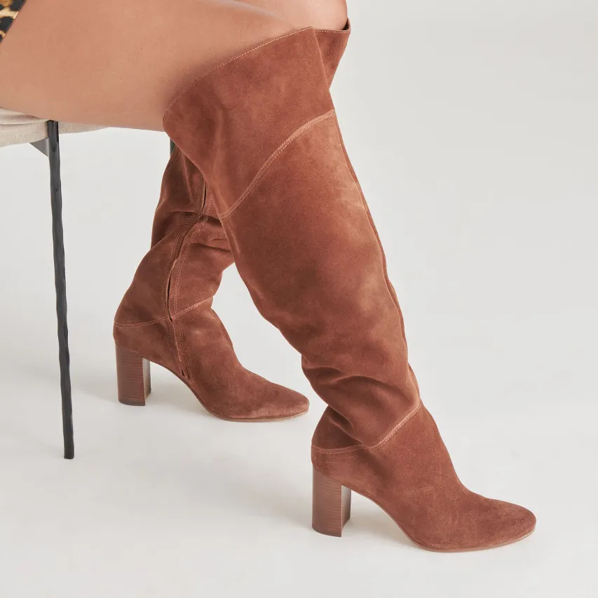 SURY WIDE CALF BOOTS DARK SADDLE SUEDE^Dolce Vita Best