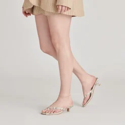 TASIAH SANDALS GREY WHITE EMBOSSED LEATHER^Dolce Vita Hot