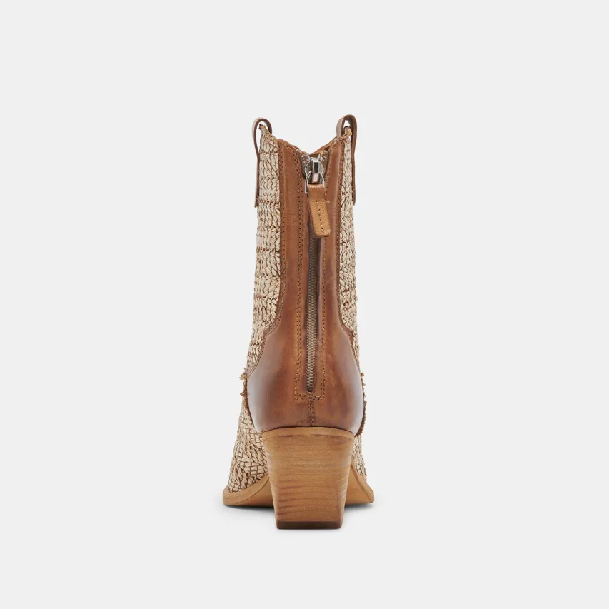 TEXIN BOOTIES BROWN MULTI RAFFIA^Dolce Vita New
