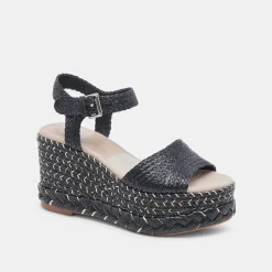 TIAGO WEDGES BLACK RAFFIA^Dolce Vita Online