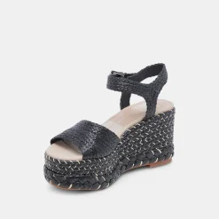 TIAGO WEDGES BLACK RAFFIA^Dolce Vita Online