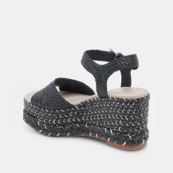TIAGO WEDGES BLACK RAFFIA^Dolce Vita Online