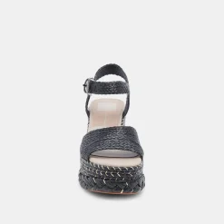 TIAGO WEDGES BLACK RAFFIA^Dolce Vita Online