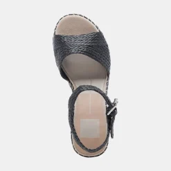 TIAGO WEDGES BLACK RAFFIA^Dolce Vita Online