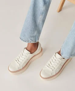 TIGER SNEAKERS WHITE LEATHER^Dolce Vita New