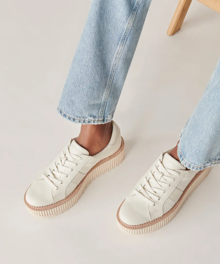 TIGER SNEAKERS WHITE LEATHER^Dolce Vita New