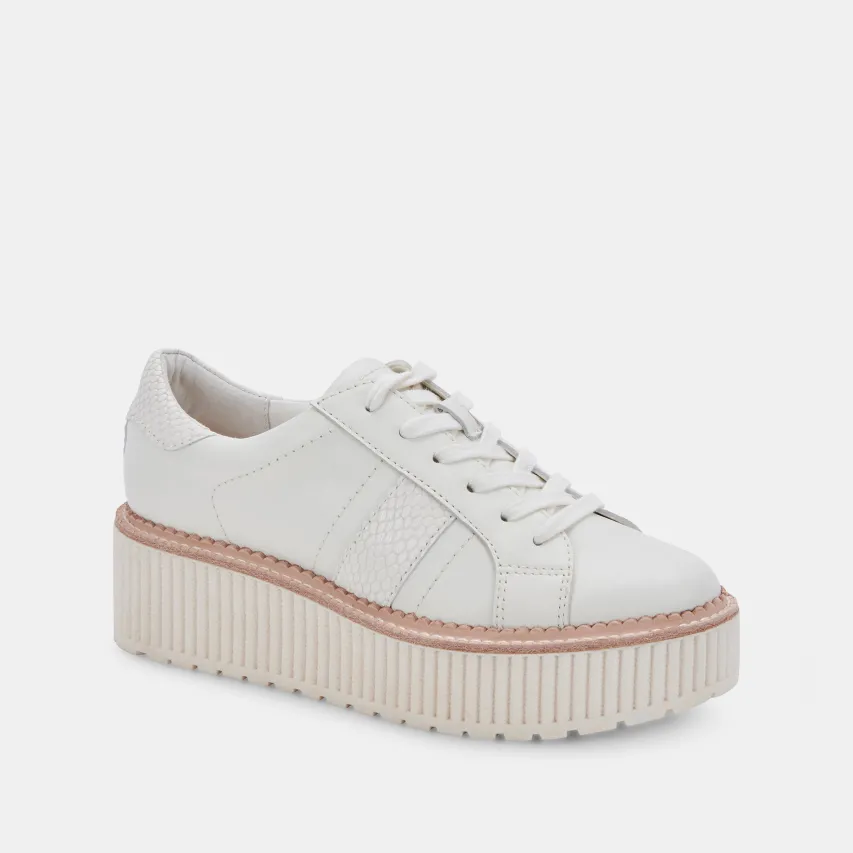 TIGER SNEAKERS WHITE LEATHER^Dolce Vita New