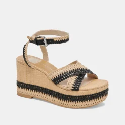 TULANE WEDGES BLACK NATURAL RAFFIA^Dolce Vita Best