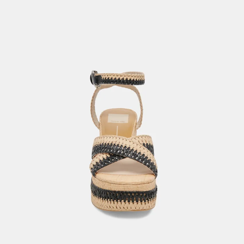 TULANE WEDGES BLACK NATURAL RAFFIA^Dolce Vita Best