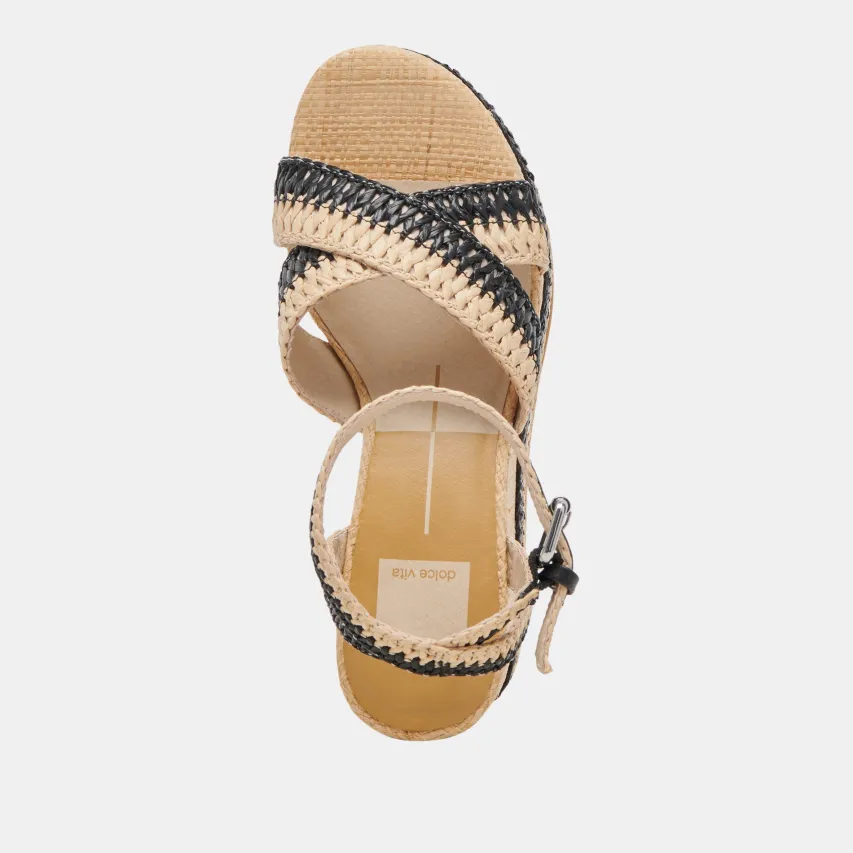 TULANE WEDGES BLACK NATURAL RAFFIA^Dolce Vita Best