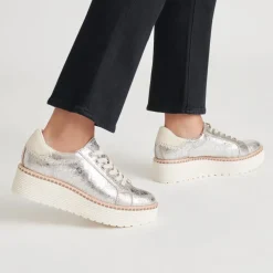 TWAIN SNEAKERS SILVER CRACKLED LEATHER^Dolce Vita Best