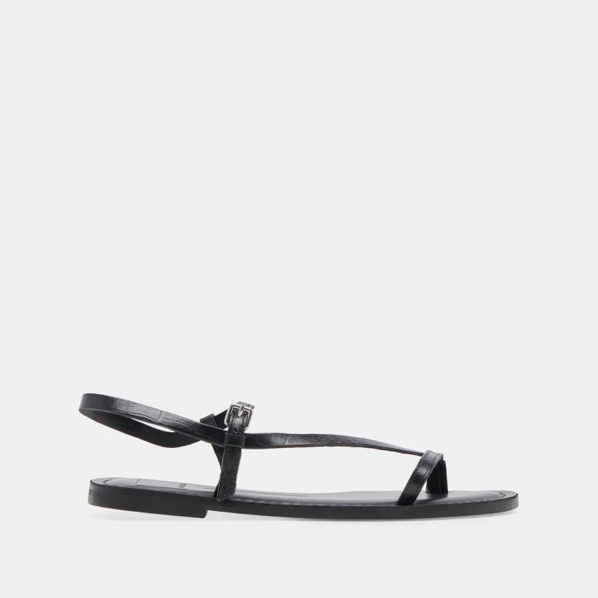 WANDRE SANDALS NOIR EMBOSSED LEATHER^Dolce Vita Outlet