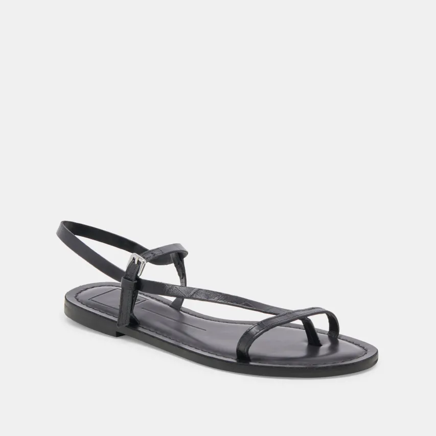 WANDRE SANDALS NOIR EMBOSSED LEATHER^Dolce Vita Outlet