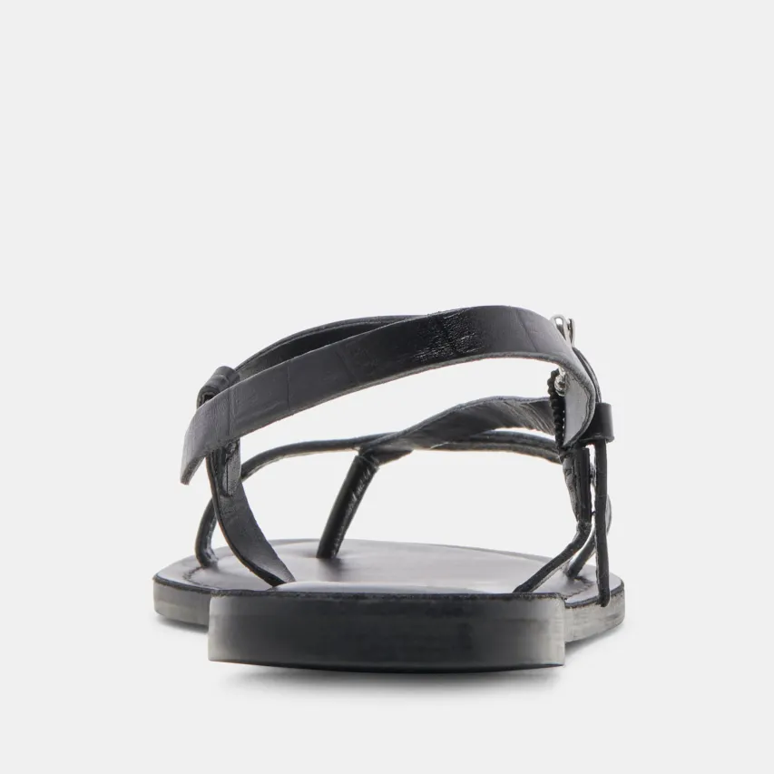 WANDRE SANDALS NOIR EMBOSSED LEATHER^Dolce Vita Outlet