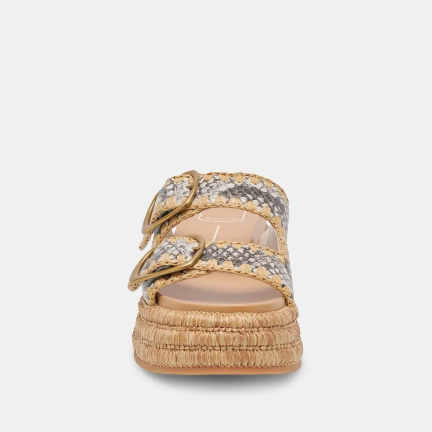 WANIKA SANDALS BLACK WHITE EMBOSSED LEATHER^Dolce Vita Online