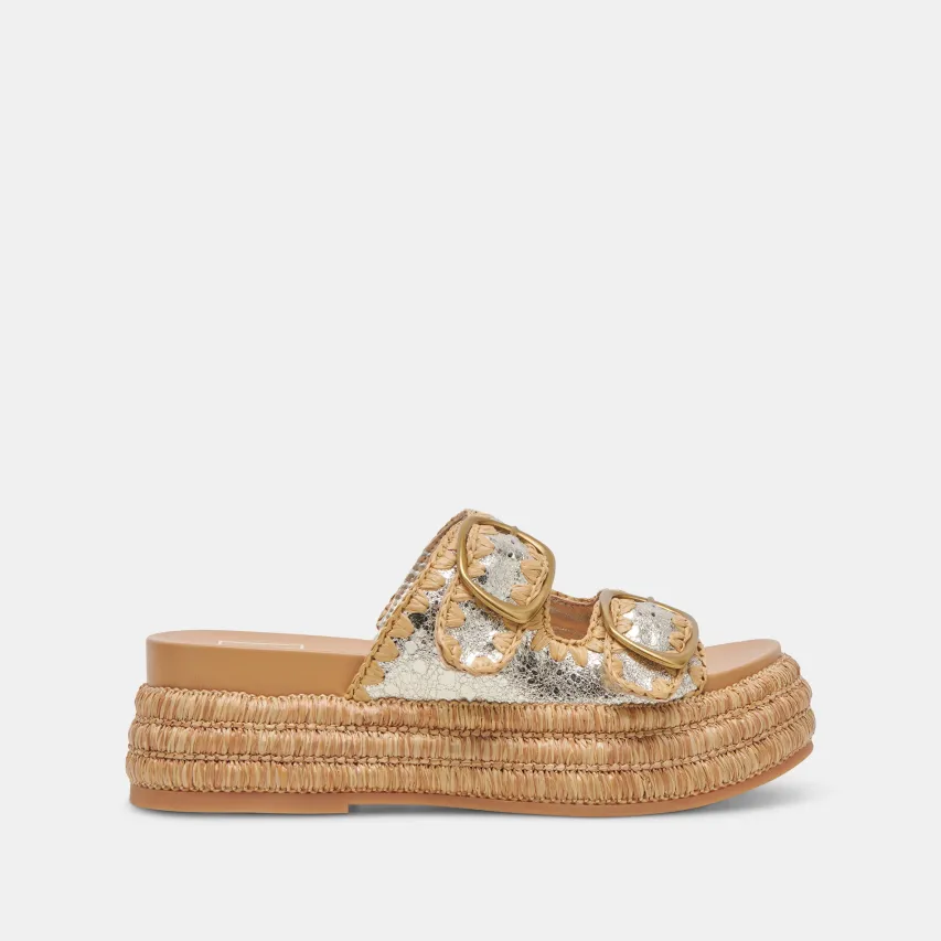 WANIKA SANDALS PLATINUM CRACKLED LEATHER^Dolce Vita New