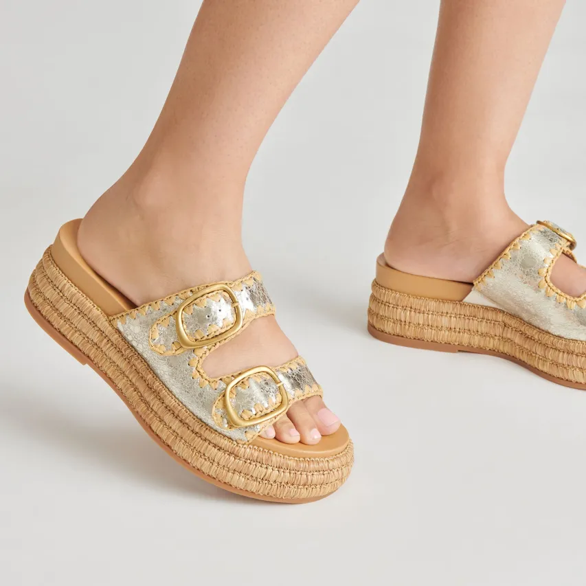 WANIKA SANDALS PLATINUM CRACKLED LEATHER^Dolce Vita New