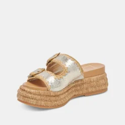 WANIKA SANDALS PLATINUM CRACKLED LEATHER^Dolce Vita New