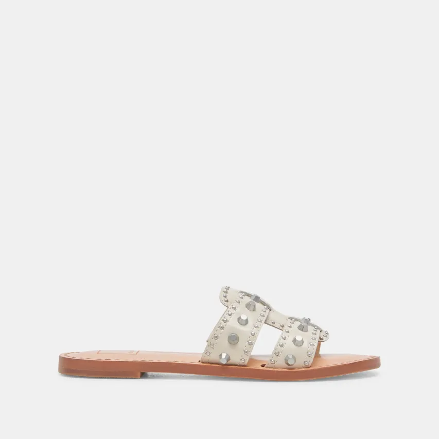 WESLA STUD SANDALS IVORY CRINKLE PATENT^Dolce Vita Online