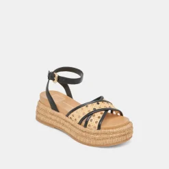 WRILEY SANDALS BLACK WOVEN RAFFIA^Dolce Vita Best