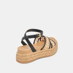WRILEY SANDALS BLACK WOVEN RAFFIA^Dolce Vita Best