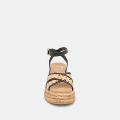 WRILEY SANDALS BLACK WOVEN RAFFIA^Dolce Vita Best