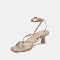 ZAMAL HEELS SAND SNAKE EMBOSSED^Dolce Vita New