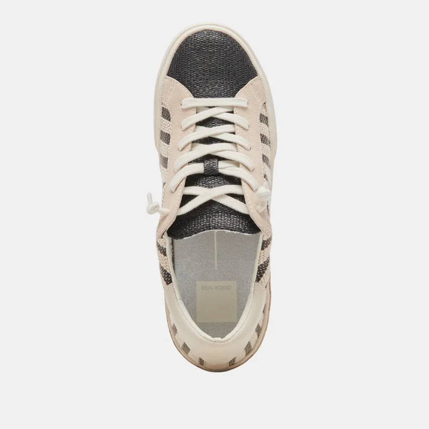 ZINA PATCH SNEAKERS BLACK BEIGE RAFFIA^Dolce Vita Hot