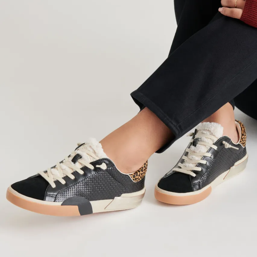ZINA PLUSH SNEAKERS BLACK MULTI WOVEN^Dolce Vita Fashion