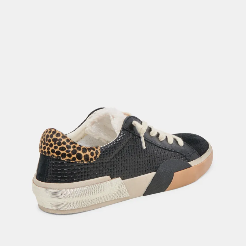 ZINA PLUSH SNEAKERS BLACK MULTI WOVEN^Dolce Vita Fashion