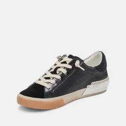 ZINA WIDE SNEAKERS ONYX EMBOSSED LEATHER^Dolce Vita Sale