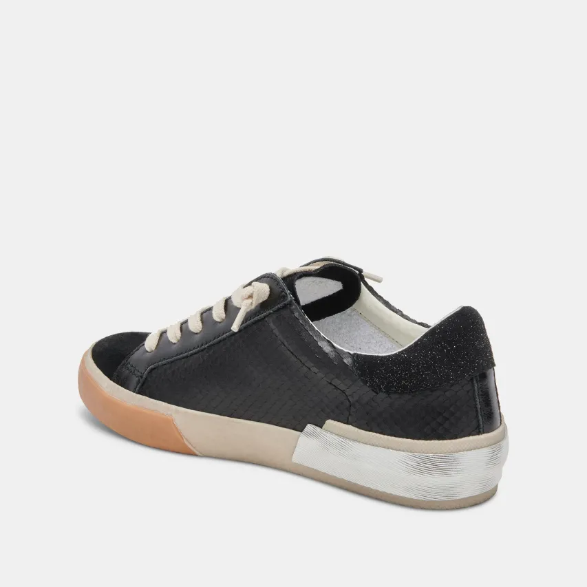 ZINA WIDE SNEAKERS ONYX EMBOSSED LEATHER^Dolce Vita Sale